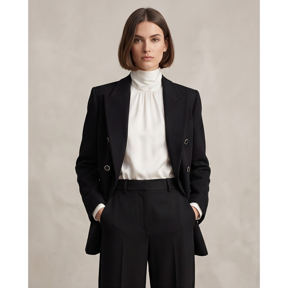 Gianni Versace 38 Vintage Double Breasted Wool Blazer Black Jacket Made in Italy